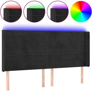 vidaXL-Hoofdbord-LED-203x16x118/128-cm-fluweel-zwart