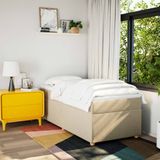 vidaXL Boxspring met matras stof crèmekleurig 90x190 cm