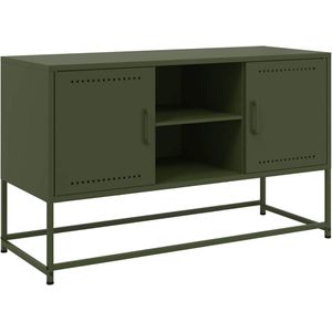 vidaXL - Tv-meubel,5x39x60,5 - cm - staal - olijfgroen