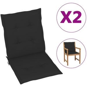 VidaXL Tuinstoelkussens Lage Rug 2 st 100x50x3 cm Oxford Stof Zwart
