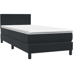 vidaXL Boxspring met matras fluweel zwart 100x210 cm