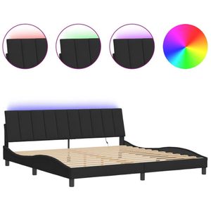 vidaXL Bedframe met LED-verlichting fluweel zwart 200x200 cm