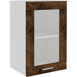 VidaXL Wandkast 40x31x60 cm Glas en Bewerkt Hout - Gerookt Eikenkleurig