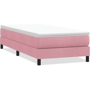 vidaXL Boxspring zonder matras fluweel roze 90x220 cm