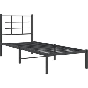 vidaXL Bedframe met hoofdbord metaal zwart 80x200 cm