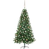 vidaXL Kunstkerstboom met verlichting en kerstballen 180 cm groen