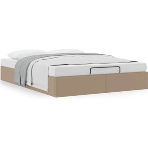 vidaXL Bedframe zonder matras 140x200 cm kunstleer cappuccinokleurig