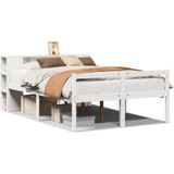 vidaXL Bed met boekenkast zonder matras grenenhout wit 140x200 cm