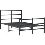 vidaXL Bedframe met hoofd- en voeteneinde metaal zwart 120x200 cm