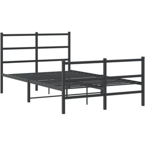 vidaXL Bedframe met hoofd- en voeteneinde metaal zwart 120x200 cm