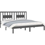 vidaXL - Bedframe - massief - grenenhout - grijs - 200x200 - cm