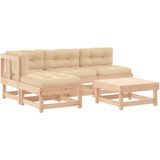 vidaXL 5-delige Loungeset met kussens massief hout