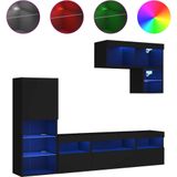 vidaXL-6-delige-Tv-wandmeubelset-met-LED-bewerkt-hout-zwart