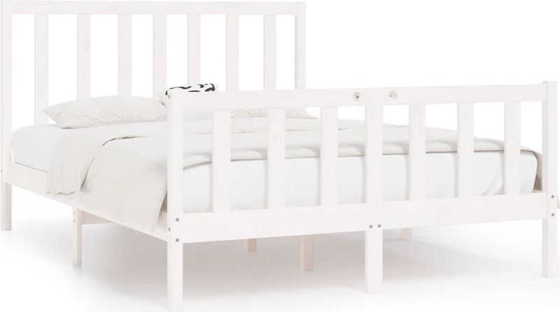 vidaXL Bedframe massief hout wit 120x190 cm