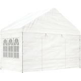 VidaXL Prieel met Dak 4,08x2,23x3,22 m Polyetheen Wit