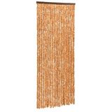 vidaXL-Vliegengordijn-90x200-cm-chenille-okerkleurig-en-wit