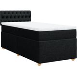 vidaXL Boxspring met matras stof zwart 90x190 cm