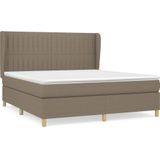 vidaXL Boxspring met matras stof taupe 160x200 cm