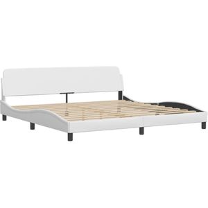 vidaXL Bedframe met hoofdbord kunstleer wit 200x200 cm