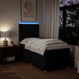 vidaXL Boxspring met matras stof zwart 90x200 cm