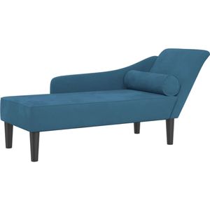 vidaXL Chaise longue met kussens fluweel blauw