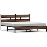 vidaXL Bedframe zonder matras metaal bruin eikenkleur 183x213 cm