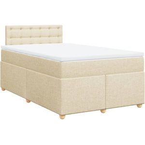 vidaXL Boxspring met matras stof crèmekleurig 120x190 cm