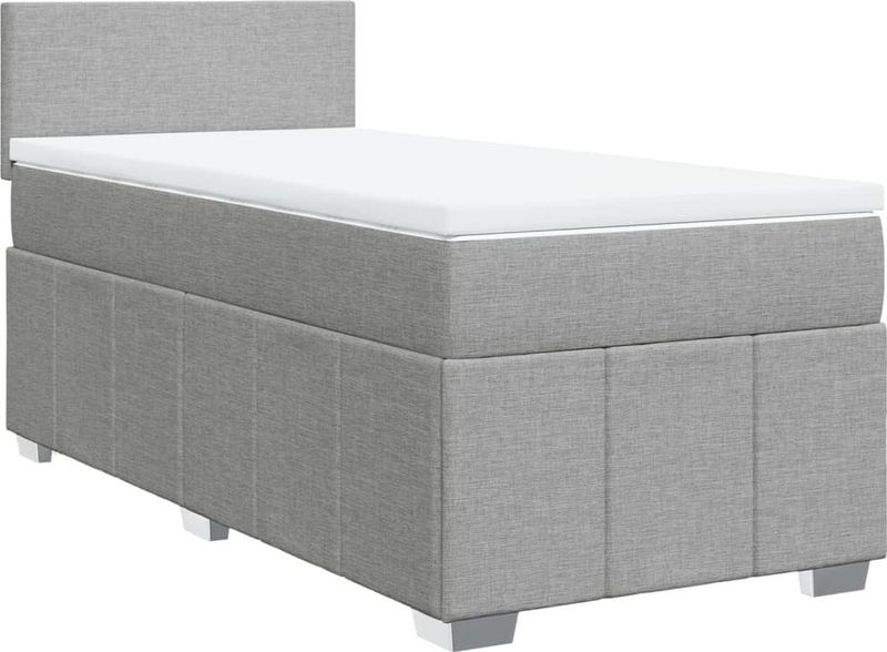 vidaXL - Boxspring - met - matras - stof - lichtgrijsx190 - cm
