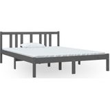 vidaXL Bedframe massief hout grijs 140x190 cm