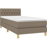 vidaXL Boxspring met matras en LED stof taupe 100x200 cm