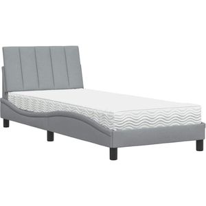 vidaXL Bed met matras stof lichtgrijs 90x190 cm