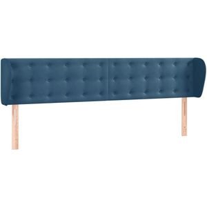 vidaXL Hoofdbord met randen 183x23x78/88 cm fluweel donkerblauw