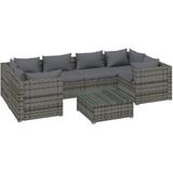 VidaXL 7-delige Loungeset met Kussens - Poly Rattan Grijs