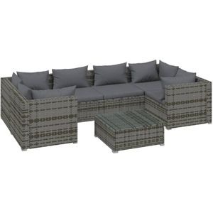 VidaXL 7-delige Loungeset met Kussens - Poly Rattan Grijs