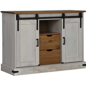 vidaXL Dressoir HALDEN 2 schuifdeuren 112x40x80 cm massief hout wit