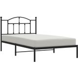 vidaXL - Bedframe - met - hoofdbord - metaal - zwart - 107x203 - cm