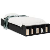 vidaXL - Bedframe - bewerkt - hout - zwartx200 - cm