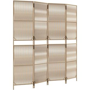 vidaXL Kamerscherm 4 panelen poly rattan beige