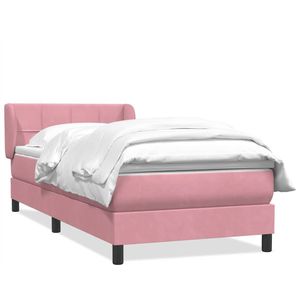 vidaXL Boxspring met matras fluweel roze 90x220 cm