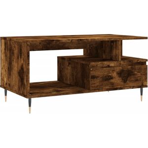 vidaXL Salontafel 90x49x45 cm bewerkt hout gerookt eikenkleurig