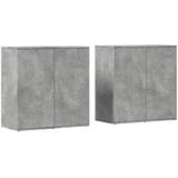 vidaXL Dressoirs 2 st 79x38x80 cm bewerkt hout betongrijs