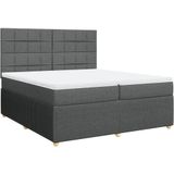 vidaXL Boxspring met matras stof donkergrijs 200x200 cm