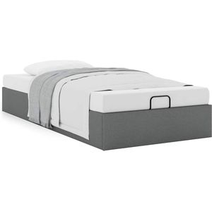 vidaXL Bedframe zonder matras 90x200 cm stof donkergrijs