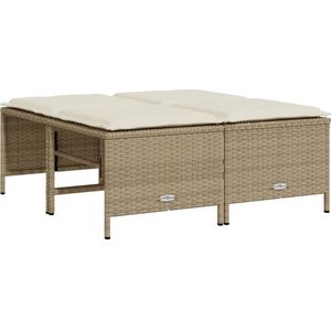 vidaXL Tuinkrukken met kussens 4 st poly rattan beige