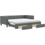 vidaXL Slaapbank onderschuifbed en lades 90x200 cm stof donkergrijs