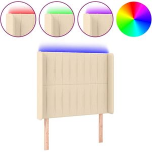 vidaXL Hoofdbord LED 103x16x118/128 cm stof crèmekleurig