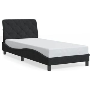 vidaXL Bedframe met hoofdeinde fluweel zwart 90x200 cm