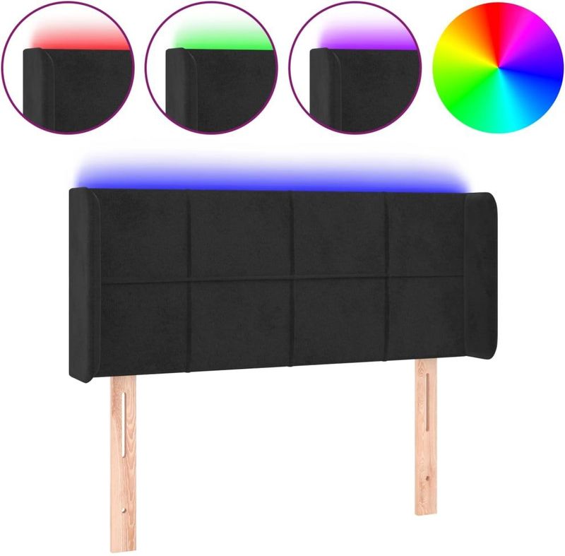 vidaXL Hoofdbord LED 83x16x78/88 cm fluweel zwart