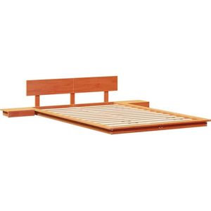 vidaXL Ligbed - Bruin - Massief Hout - Geïntegreerd Hoofdeinde en Nachttafels