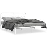 vidaXL Bedframe met hoofdbord metaal wit 183x213 cm